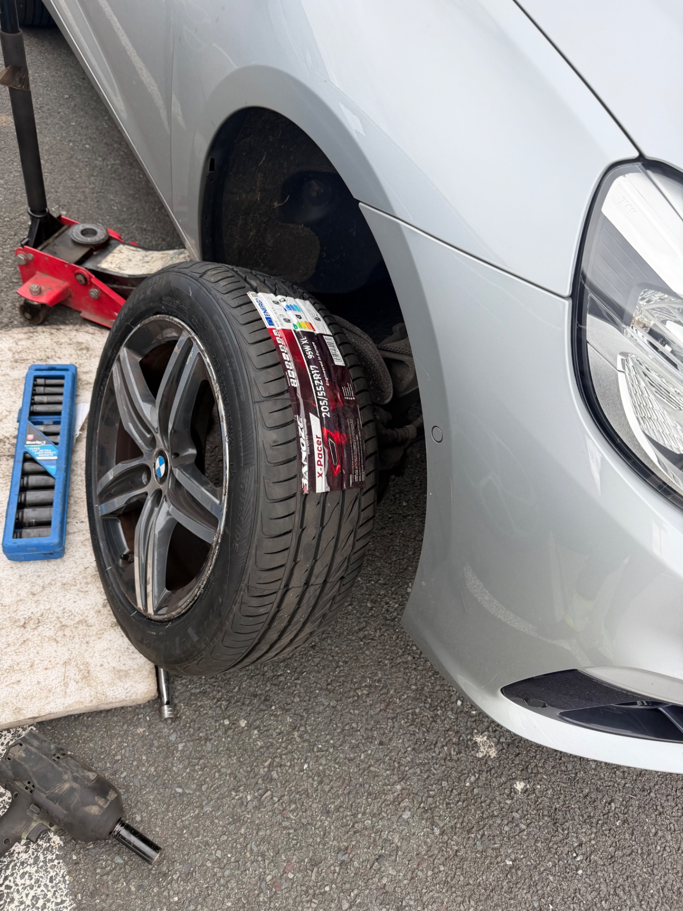 New tyre ready to fit on a BMW